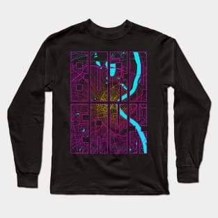 Bordeaux, France City Map Typography - Neon Long Sleeve T-Shirt